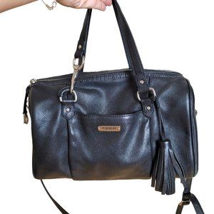 Coach Purse Black Leather Double Handles Tote Bag